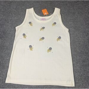 VTG Discoveries By Natalie Shirt Womens M White Tennis Embroidered Tank Top Y2K